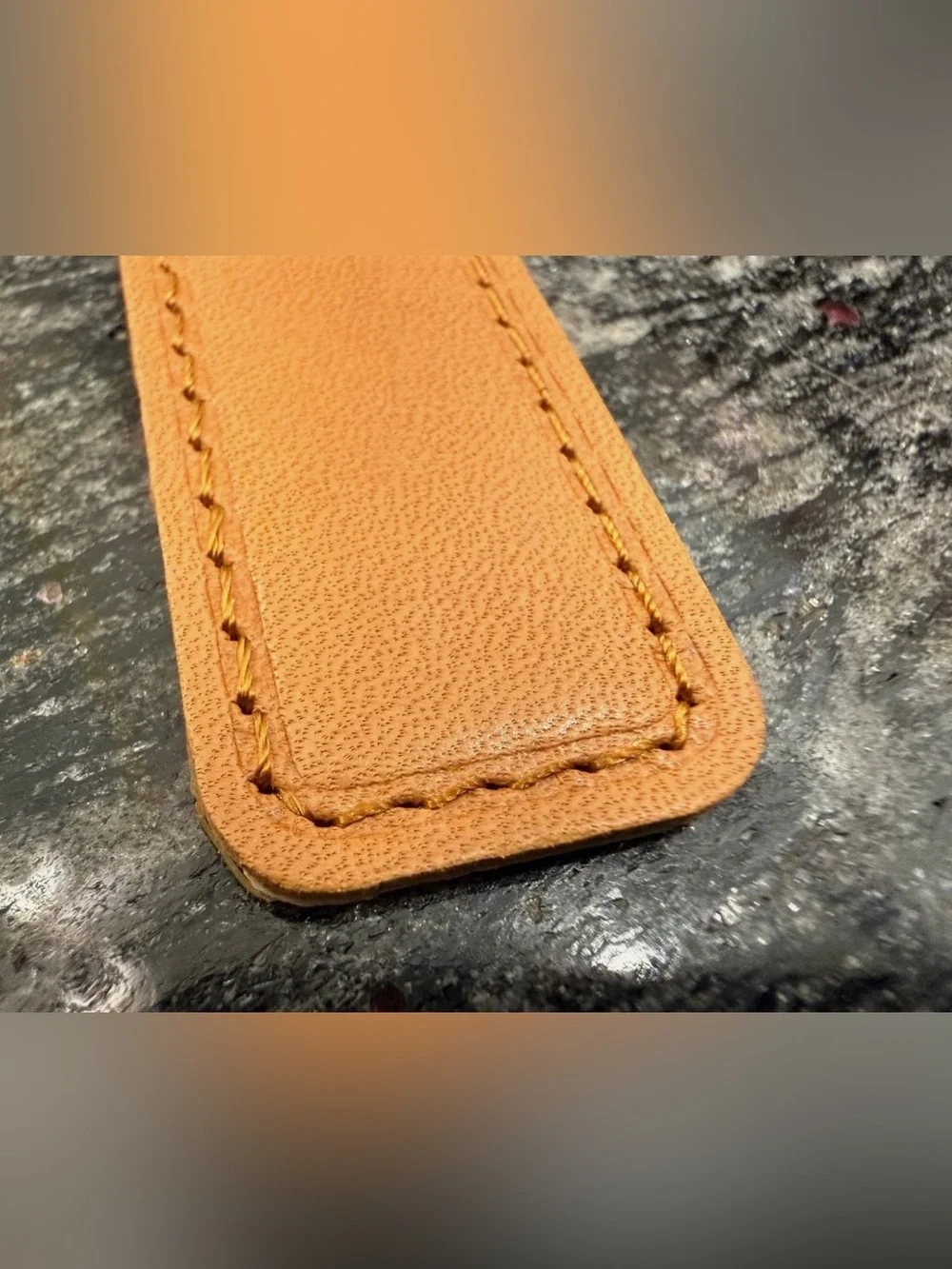 NEW Tumi Extra Small 2” x 15/16” Leather Monogram Patch - CAMEL TAN color